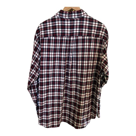 Chaps Men XL Shirt Red Black White Plaid Long Sleeve Button Down Academia Preppy - Picture 3 of 11